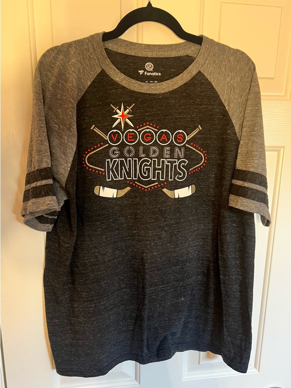 Men’s Las Vegas Golden Knights Raglan Tee - Black/Gray - SIZE XL